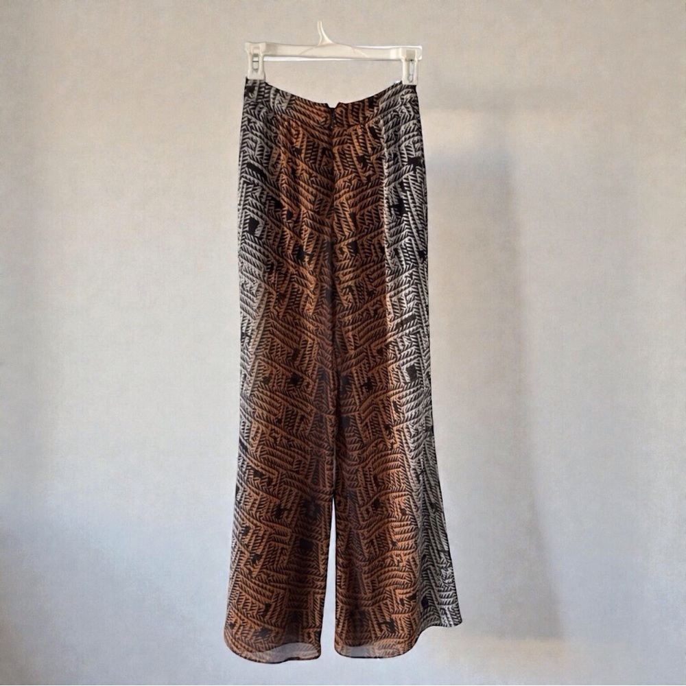 Bebe Sheer Wide‑Leg Pants + Matching Scarf | Size 2 | Resort Glam